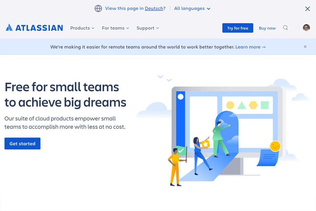 Website von Atlassian Confluence