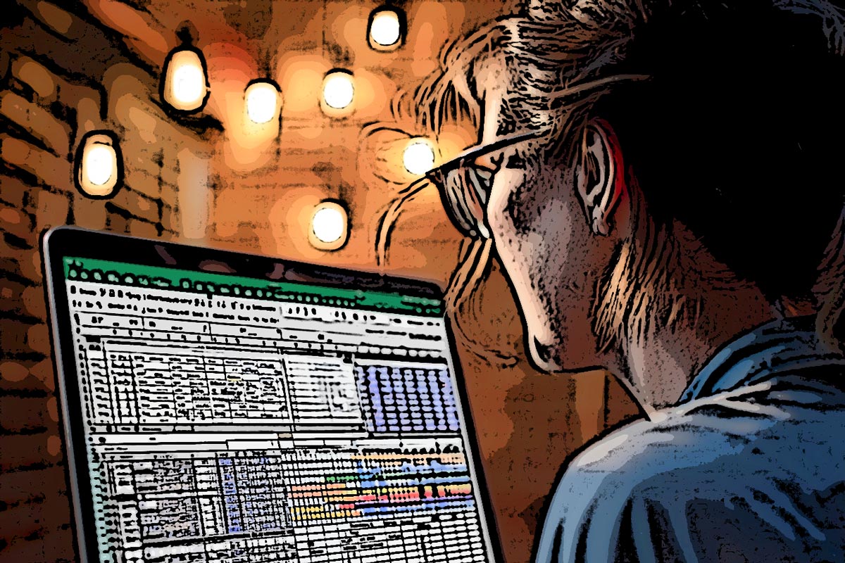Buchhalter arbeitet an einer Excel-Tabelle