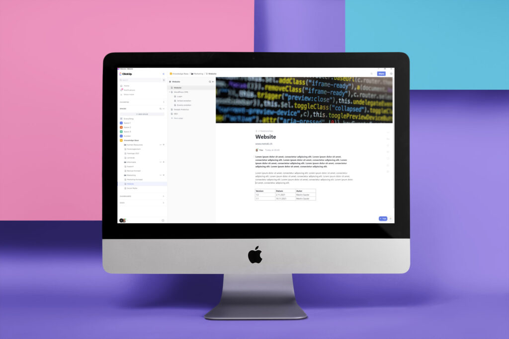 ClickUp Docs auf einem iMac