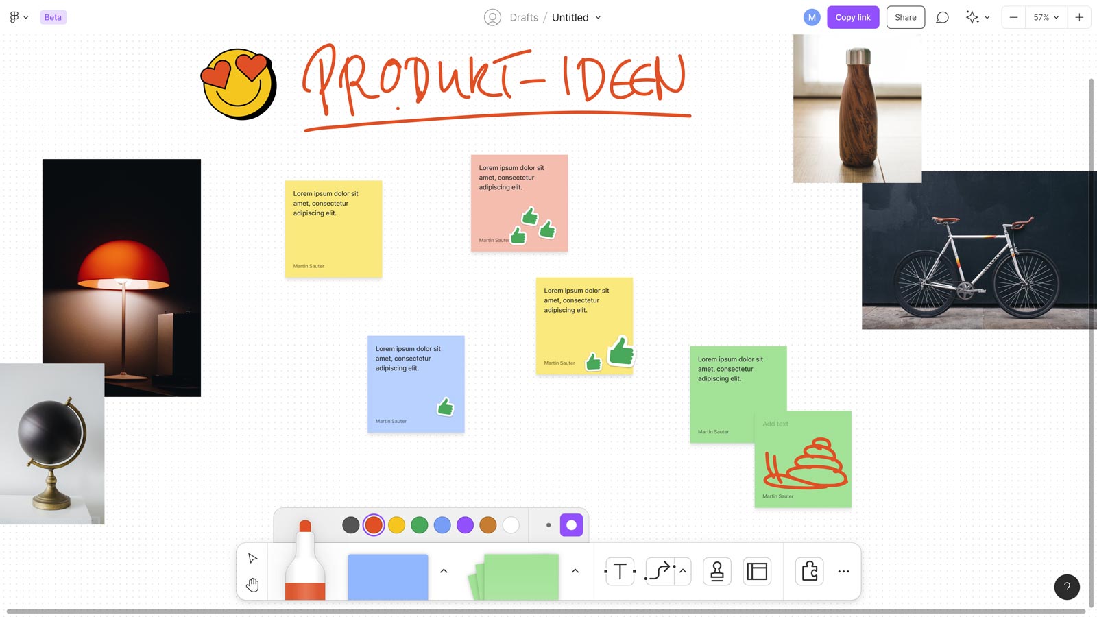 Screenshot von FigJam aus einem Brainstorming für Produktideen