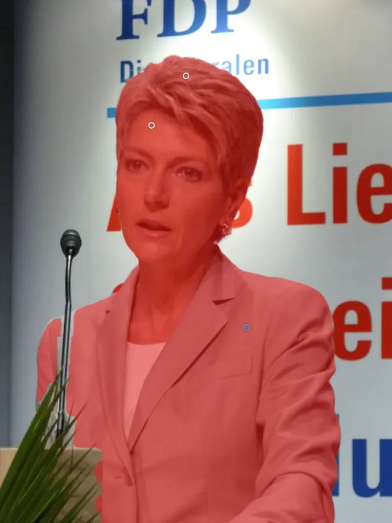 Karin Keller-Sutter am Rednerpult bei einer Parteiveranstaltung (maskiert für die Bildbearbeitung)