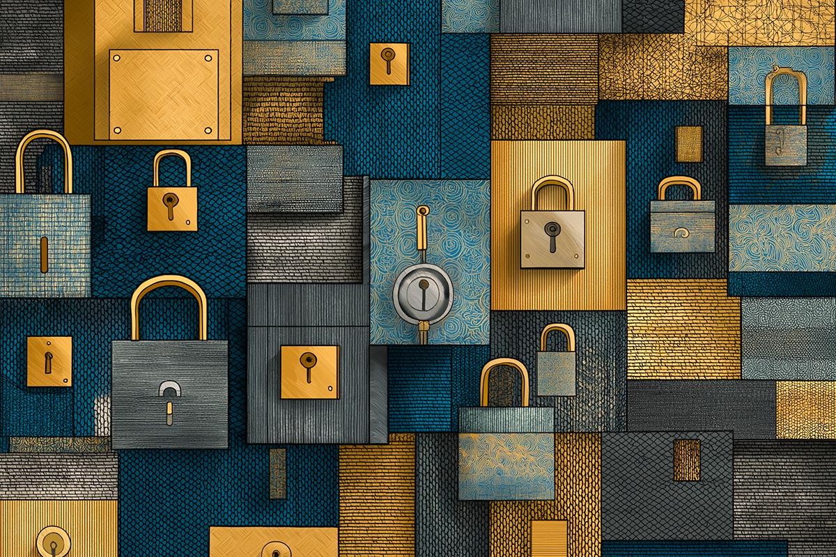 Illustration mit einem Muster aus zahlreichen Schlössern