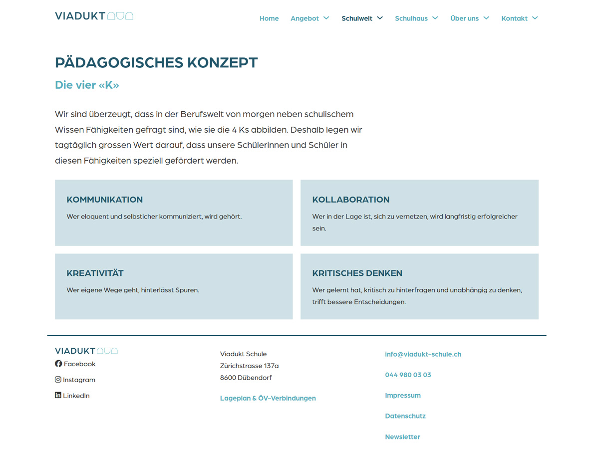 Web-Seite «Pädagogisches Konzept»
