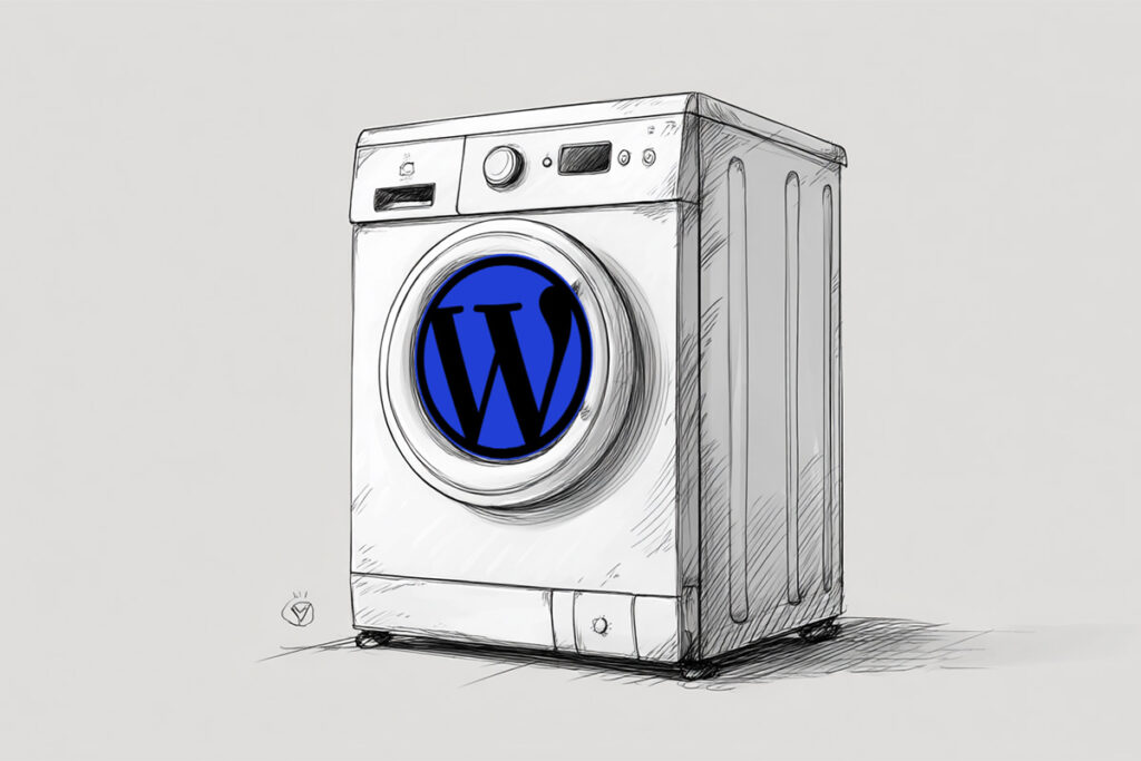 Waschmaschine mit WordPress-Logo