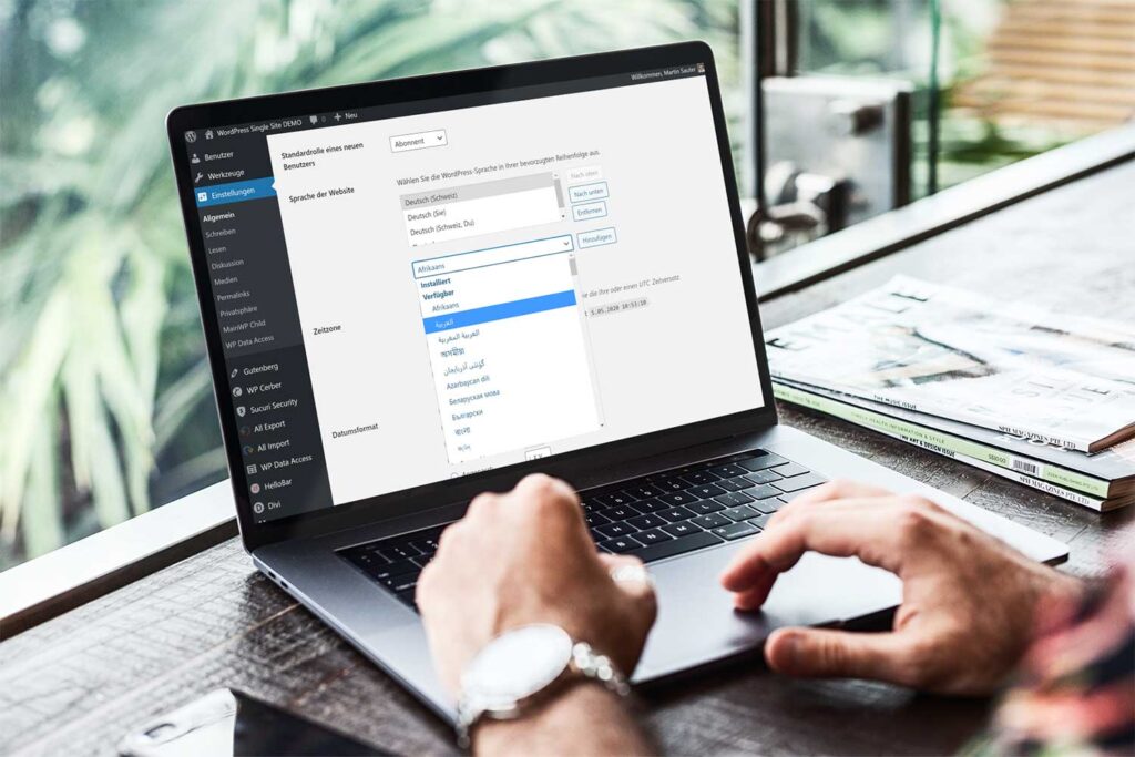 WordPress Backend: Einstellung der Website-Sprache
